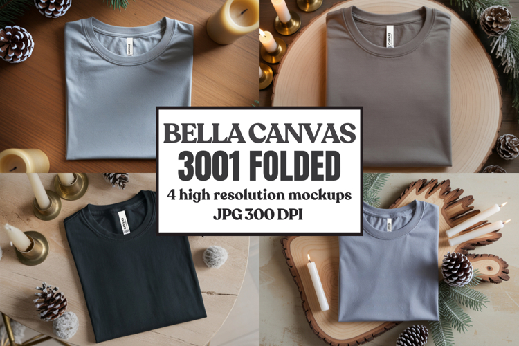 Christmas Bella Canvas 3001 Folded Tshirt Mockup