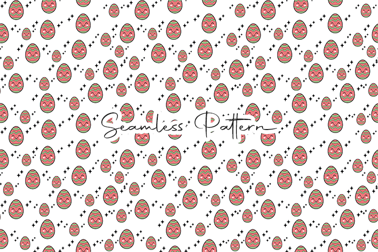 Kawaii Smiling Easter Egg Pattern
