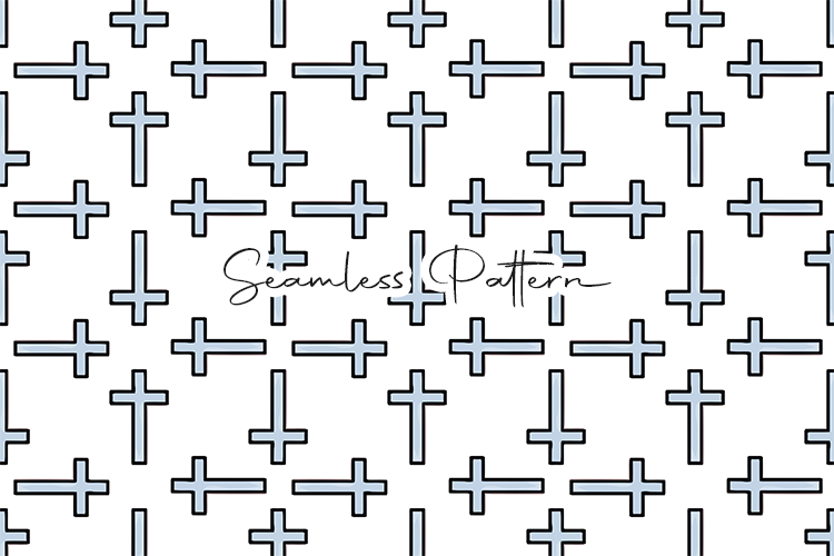 Modern Blue Christian Cross Pattern