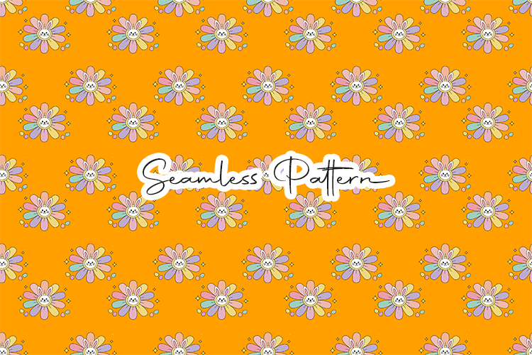 Retro Bunny Flower Seamless Pattern
