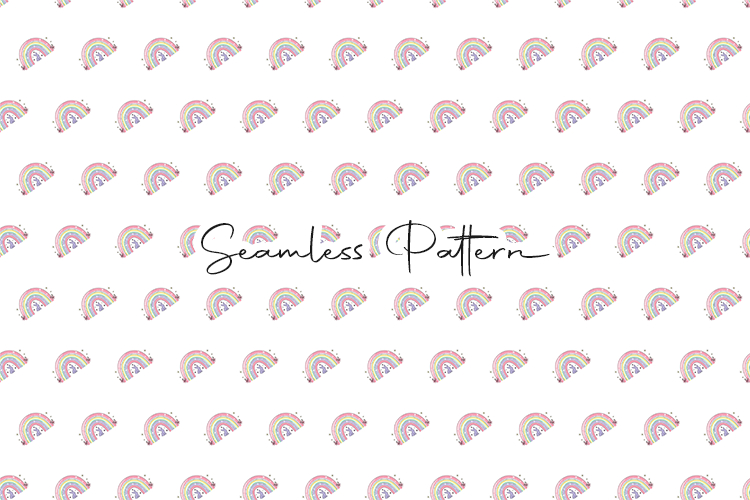 Cute Rainbow Bunny Star Seamless Pattern