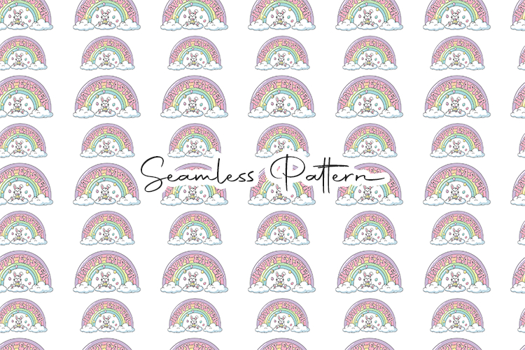 Happy Easter Rainbow Seamless Pattern
