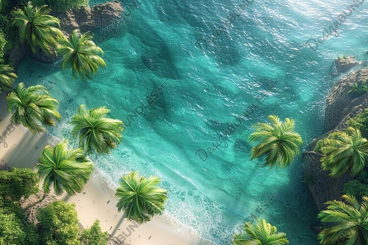 Aerial view turquoise ocean. Summer background. High photo example image 1