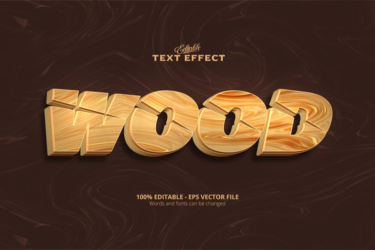 Editable text effect, wood text example image 1