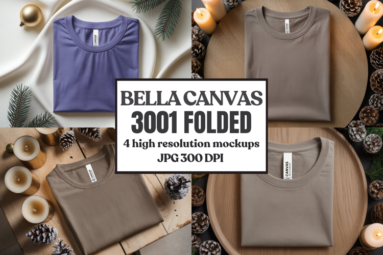 Christmas Bella Canvas 3001 Folded Tshirt Mockup