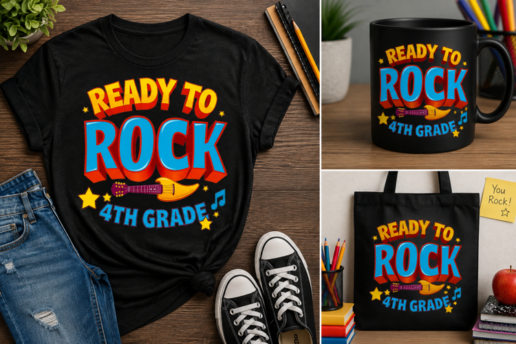 Ready to Rock 4th Grade PNG, Music Teacher Back to School