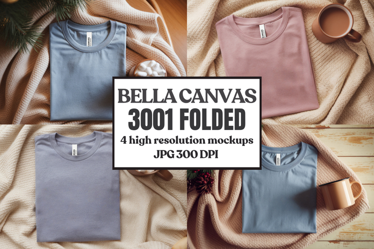 Christmas Bella Canvas 3001 Folded Tshirt Mockup