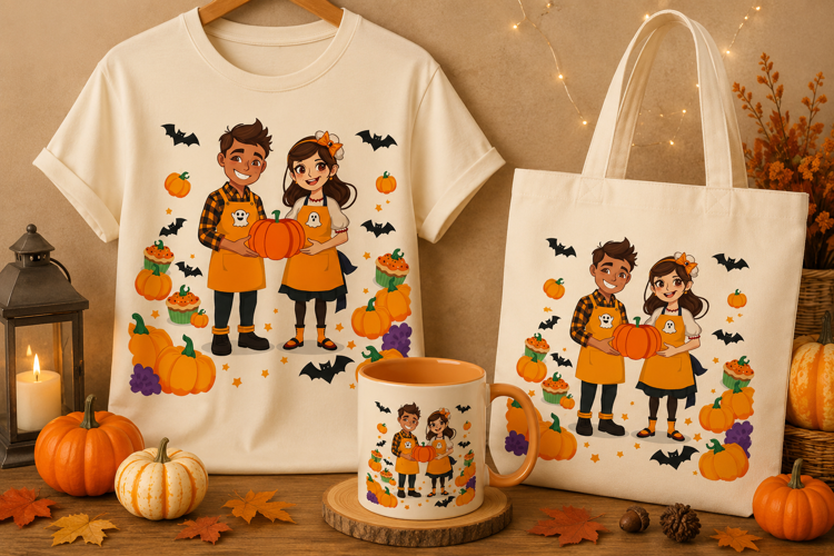 Halloween Couple Pumpkin PNG | Cute Fall Couple Clipart