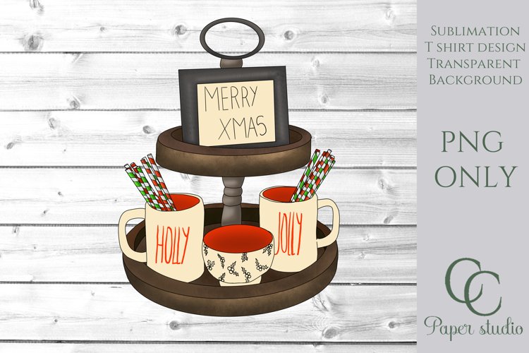 Sublimation design Christmas farmhouse Two tier tray display