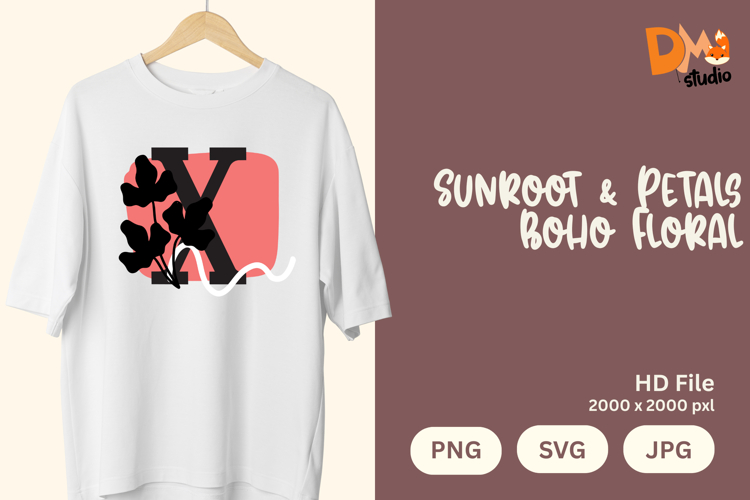 Sunroot   Petals Boho Floral Monogram