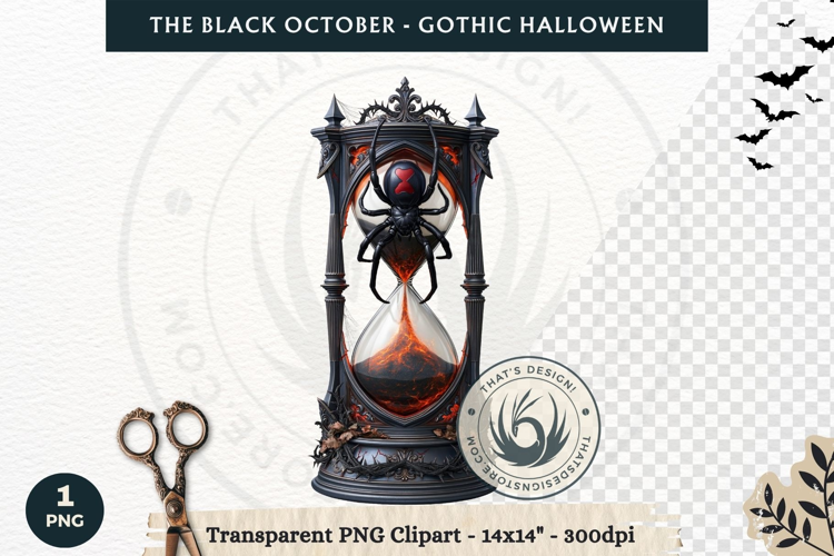 The Black October Gothic Halloween Clipart, Horror character