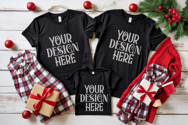 Christmas Family Matching Group Flat Lay Mockup