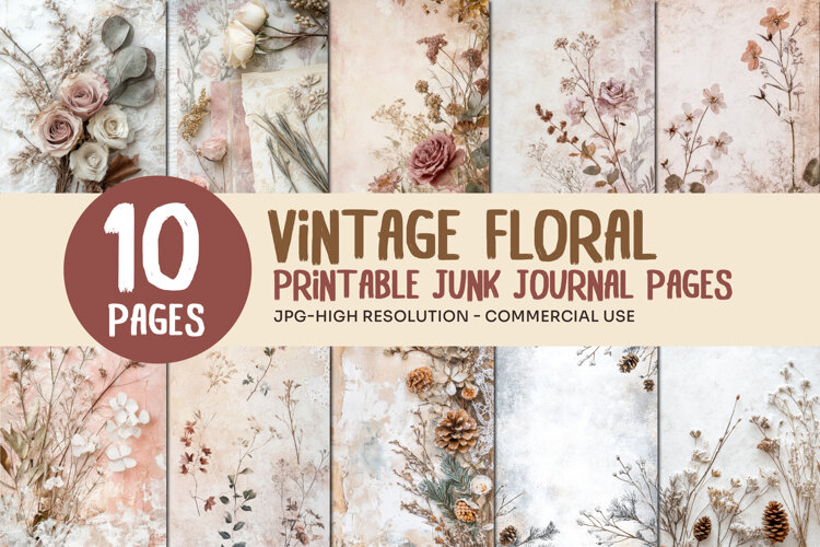 Vintage Floral Junk Journal Pages example image 1