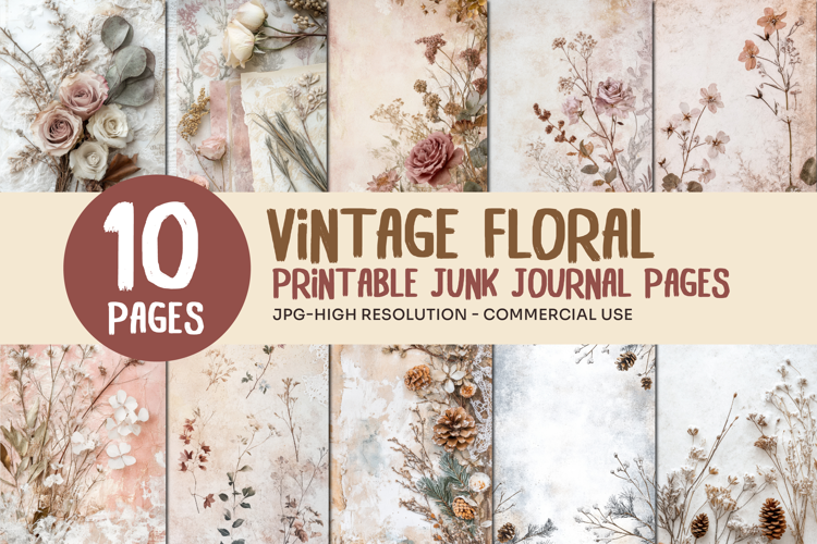 Vintage Floral Junk Journal Pages