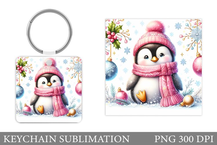 Christmas Penguin Keychain. Christmas Keychain Design example image 1
