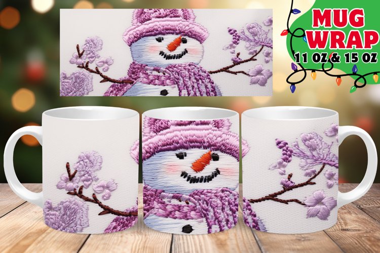 Embroidered Snowman 3D Winter Dream 11oz Mug example image 1