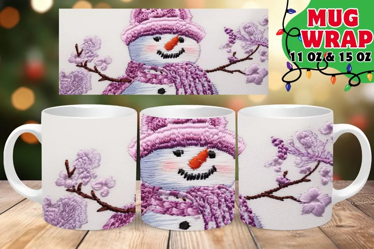 Embroidered Snowman 3D Winter Dream 11oz Mug