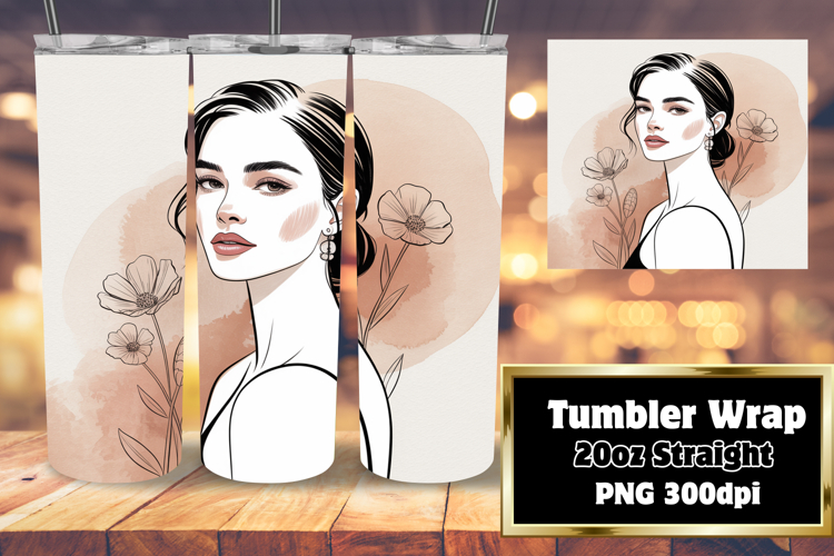 20oz Tumbler Template for Creative Minds , Beauty Woman