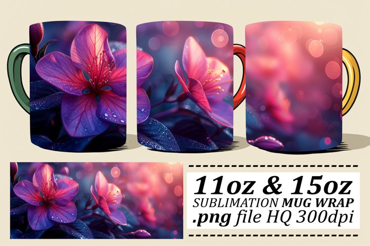 Flower Elegance Mug Wrap - Spring Pattern 11oz 15oz