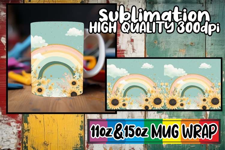 Wonderful morning sublimation 11oz 15oz mug wrap, Flower