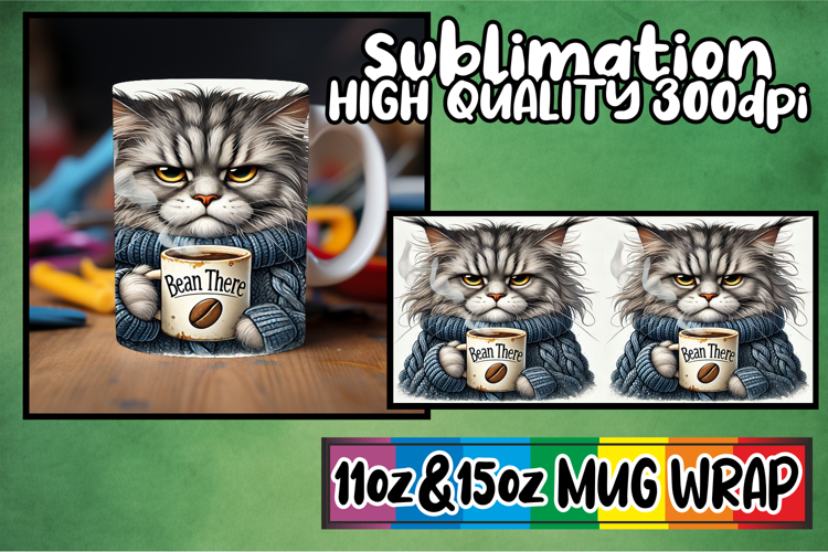 Unique adventures 11oz 15oz sublimation wrap, Grumpy Cat