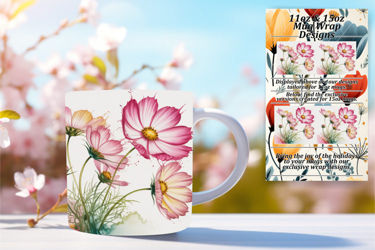 Lovely 11oz Mug Wrap Png Template , Flowers