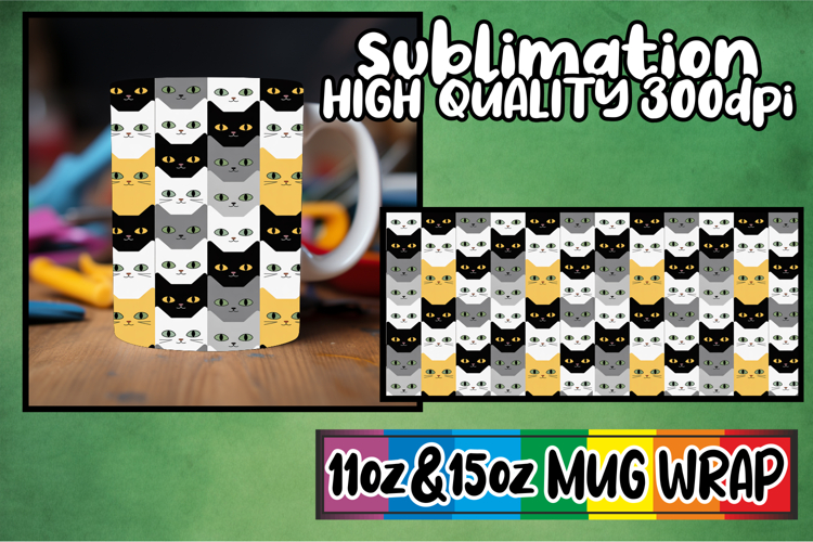 Cozy vibes 11oz 15oz mug wrap, Funny Cat