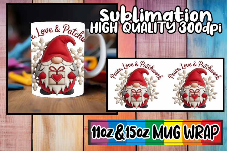Bright smiles 11oz 15oz sublimation wrap, Holiday Gnome