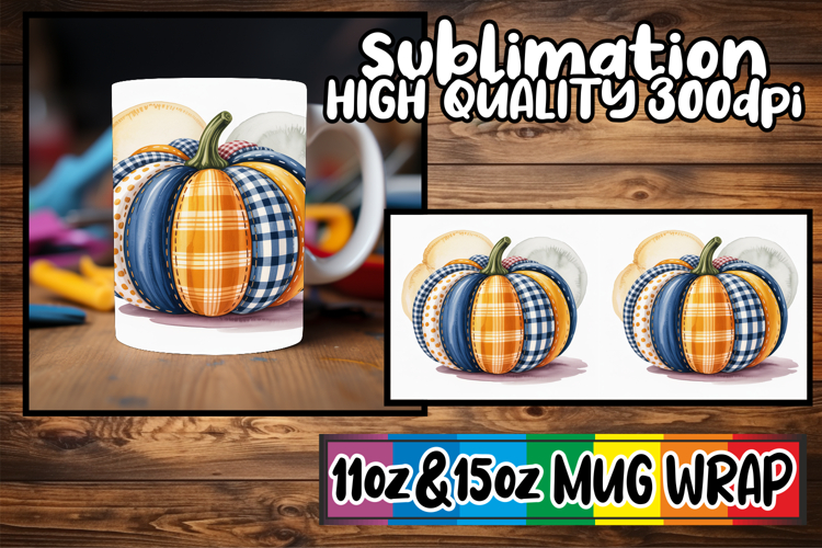 Joyful hearts 11oz 15oz sublimation wrap, Pumpkin Watercolor