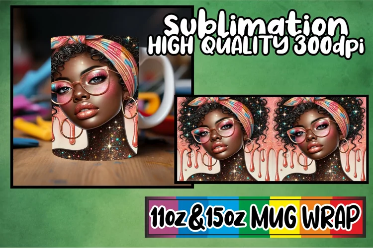 Radiant journeys 11oz 15oz sublimation wrap, Afro Girl