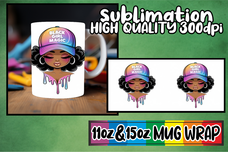 Magical vibes 11oz 15oz sublimation wrap, Black Woman