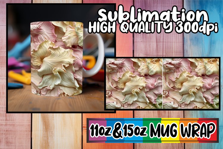Modern 3D Pattern Mug Wrap, Art Sublimation