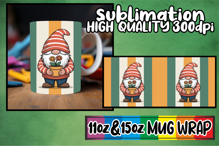Dreamy nights sublimation mug wrap, Gnomes