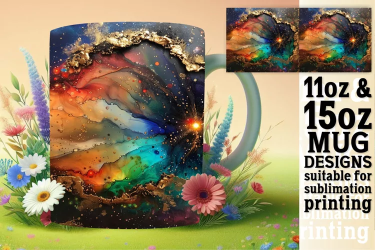 Radiant Spring Blossom Delight Mug Wrap: Sublimation