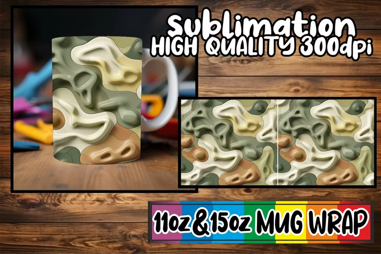 Vibrant Inflated Symphony: Sublimation Mug Wrap