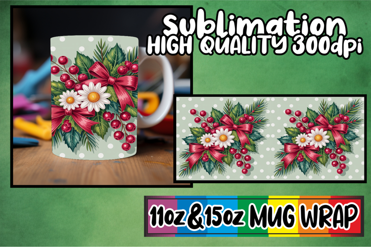 Joyful vibes sublimation mug wrap, Christmas