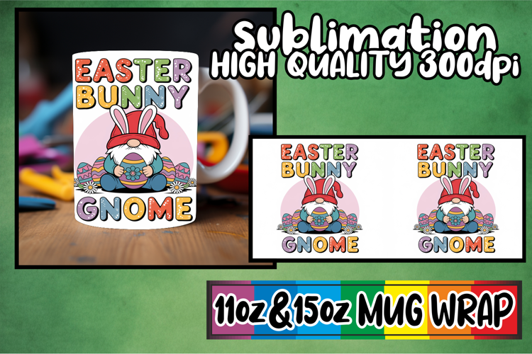 Vibrant souls sublimation print wrap, Easter Gnome