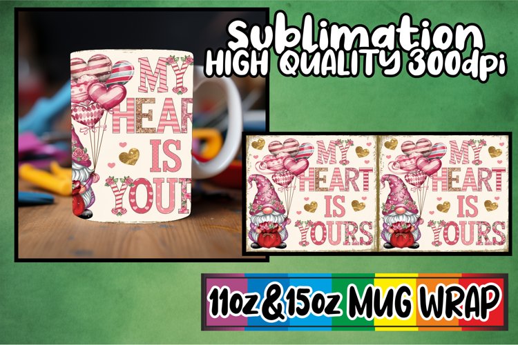 Simply stunning sublimation 11oz 15oz mug wrap, Valenines example image 1