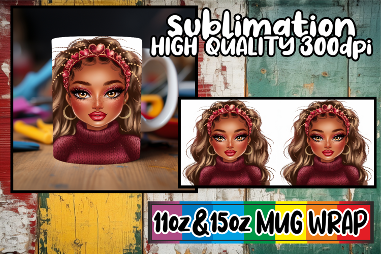 Uplifting days 11oz 15oz sublimation wrap, Afro Girl
