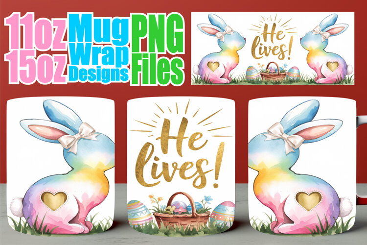 Bright spirits 11oz 15oz sublimation wrap, Easter Bunny example image 1