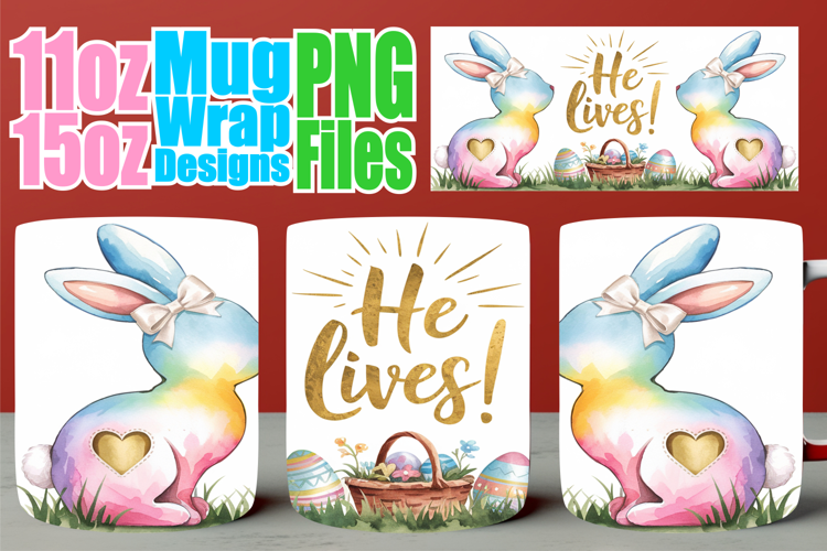 Bright spirits 11oz 15oz sublimation wrap, Easter Bunny