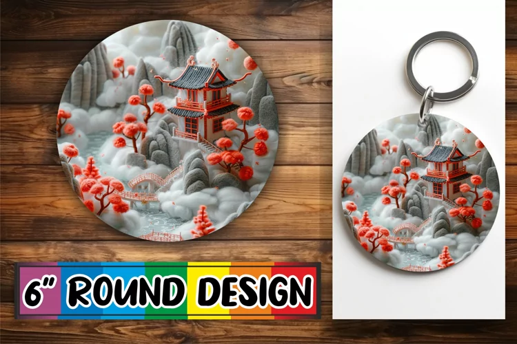 Springtime Landscape Sublimation Circle Kaychain Beauty
