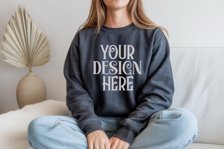 Dark Heather Gildan 18000 Sweatshirt Model Mockups
