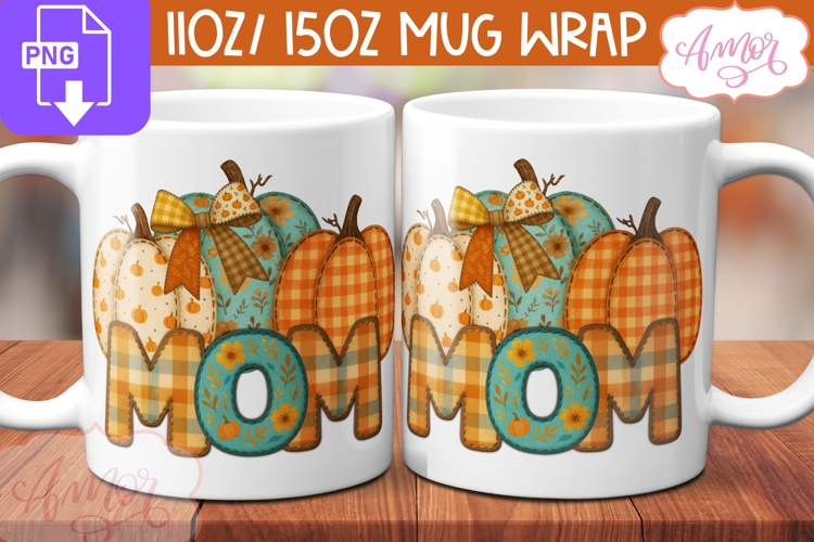 Mom mug wrap sublimation, Fall season mug template