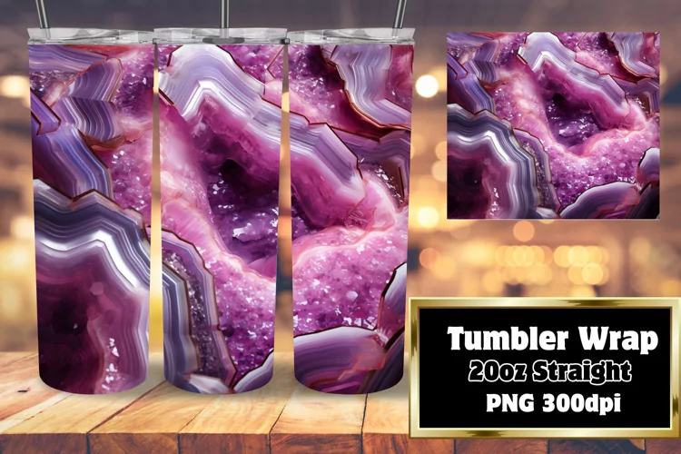3D Tumbler Wrap Geode Agate 20oz Sparkle