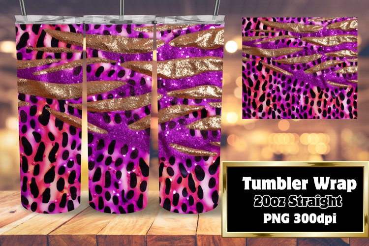 3D Tumbler 20oz Cheetah Glitter Sublimation