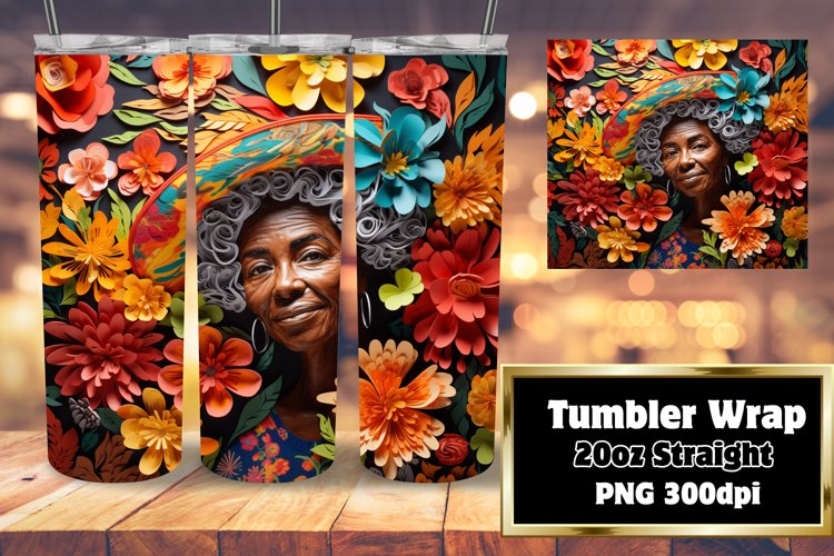 Afro Portrait Elegance 3D Tumbler Wrap 20oz