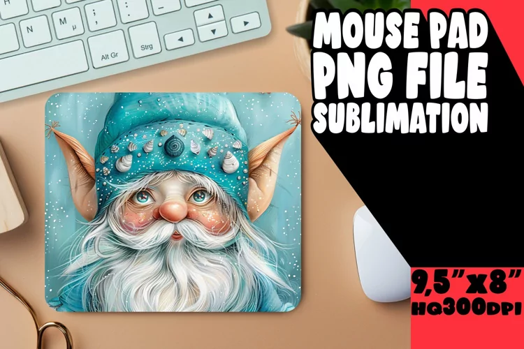 Enchanted Elegance: Gnome Mouse Pad Design Watercolor