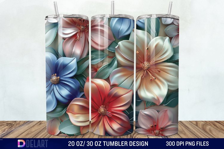 3D Painted Flower Tumbler Wrap example image 1