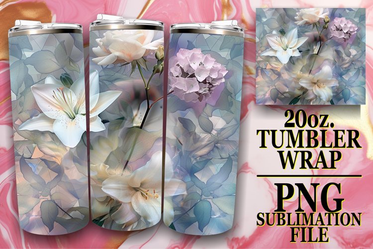 Dynamic Spring Flower Pattern Tumbler Wrap 20oz example image 1